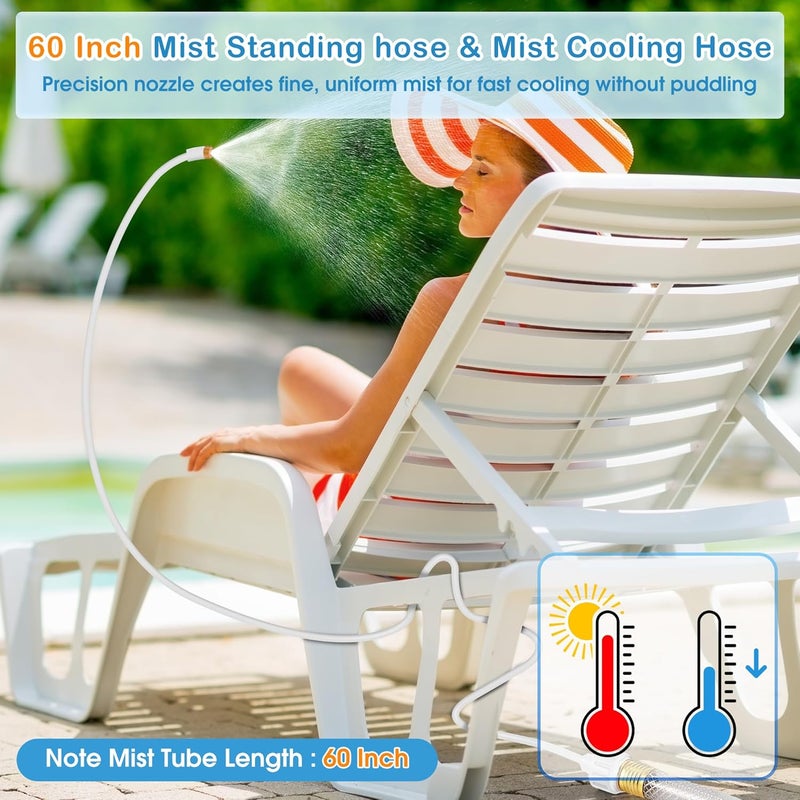 ElectricWise 1 Pack Hose Misters for Outside Patio, 60 Inch Flexible Misting System Cooling Stand Portable Water Mist for Outdoor, Hose Mister for Chicken Coop, Garden, Backyard, Bird Bath-Upgraded Thickened Mist - Image 4